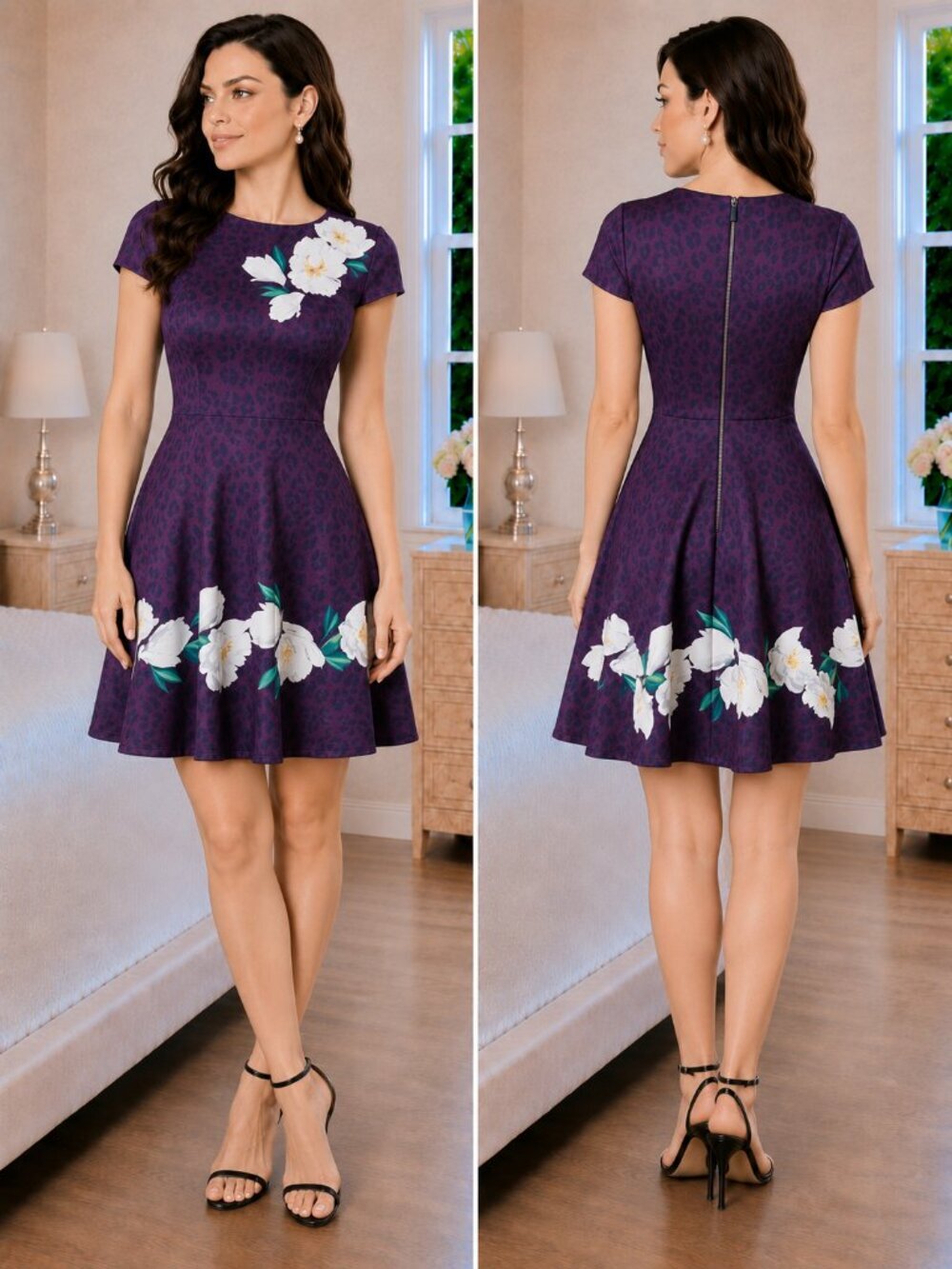TED BAKER London Tohkoh Purple Wilderness Skater Dress $349